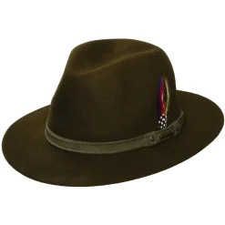 Store Chapeau Fedora Safari en Laine Feutrée Hydrofuge Tenvelco Traveller forêt foncé Femme/Homme Chapeaux Trilby|Chapeaux Fedora