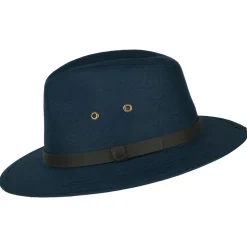 Online Chapeau Fedora Safari en Lin Irlandais bleu marine Femme/Homme Chapeaux Trilby|Chapeaux Fedora