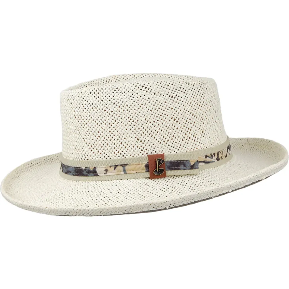 Sale Chapeau Gambler de Golf en Paille naturel-bleu Femme/Homme Chapeaux Été|Chapeaux De Paille