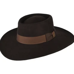 Best Chapeau Gaucho en Laine Feutrée Hydrofuge Hank chocolat Femme Chapeaux De Pluie|Chapeaux De Cowboy