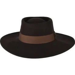 Best Chapeau Gaucho en Laine Feutrée Hydrofuge Hank chocolat Femme Chapeaux De Pluie|Chapeaux De Cowboy