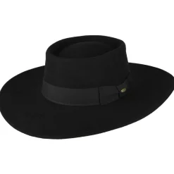 Flash Sale Chapeau Gaucho en Laine Feutrée Hydrofuge Hank noir Femme Chapeaux De Pluie|Chapeaux De Cowboy