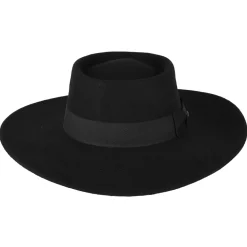 Flash Sale Chapeau Gaucho en Laine Feutrée Hydrofuge Hank noir Femme Chapeaux De Pluie|Chapeaux De Cowboy