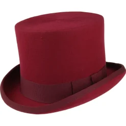 Sale Chapeau Haut de Forme en Laine Feutrée bordeaux Homme Hauts De Forme|Chapeaux Homme