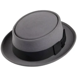 Best Chapeau Pork Pie en Fourrure Feutrée Monk gris clair Homme Grandes Tailles|Chapeaux Pork Pie