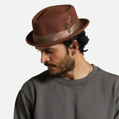 New Chapeau Pork Pie en Laine Feutrée Stout marron-bronze Homme Grandes Tailles|Chapeaux Pork Pie
