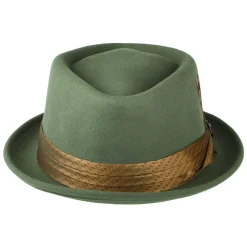 Clearance Chapeau Pork Pie en Laine Feutrée Stout mousse clair-café Homme Grandes Tailles|Chapeaux Pork Pie
