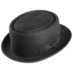 Outlet Chapeau Pork Pie en Paille Toyo Tressée noir JAXON & JAMES Homme Chapeaux Pork Pie|Chapeaux De Paille