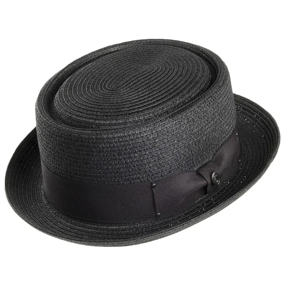 Outlet Chapeau Pork Pie en Paille Toyo Tressée noir JAXON & JAMES Homme Chapeaux Pork Pie|Chapeaux De Paille