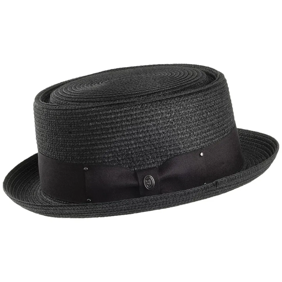 Outlet Chapeau Pork Pie en Paille Toyo Tressée noir JAXON & JAMES Homme Chapeaux Pork Pie|Chapeaux De Paille