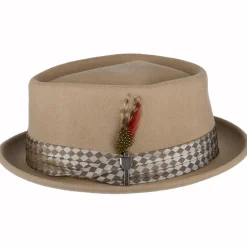 Outlet Chapeau Pork Pie Stout en Laine Feutrée sable Homme Grandes Tailles|Chapeaux Pork Pie