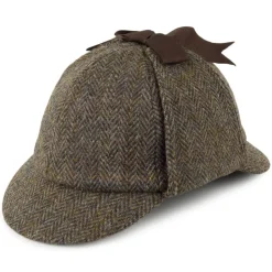 Cheap Chapeau Sherlock Holmes en Harris Tweed olive-bleu Homme Chapeaux Hiver|Chapeaux Homme