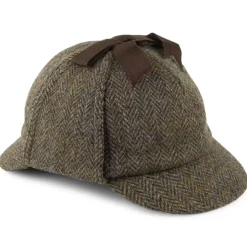 Cheap Chapeau Sherlock Holmes en Harris Tweed olive-bleu Homme Chapeaux Hiver|Chapeaux Homme