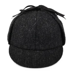 New Chapeau Sherlock Holmes en Harris Tweed noir-anthracite JAXON & JAMES Homme Grandes Tailles|Chapeaux Hiver