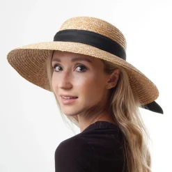 Fashion Chapeau Été Canotier en Paille Milan naturel SUR LA TÊTE Femme Chapeaux Été|Chapeaux De Paille