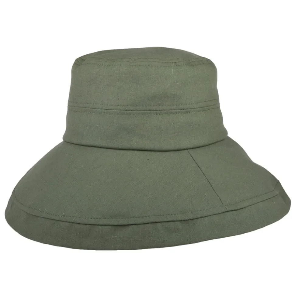 Best Chapeau Été en Lin Pliable Lily olive SUR LA TÊTE Femme Petite Tailles|Chapeaux Été