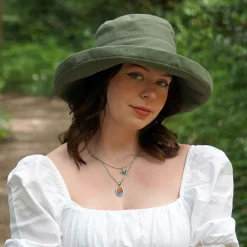 Best Chapeau Été en Lin Pliable Lily olive SUR LA TÊTE Femme Petite Tailles|Chapeaux Été