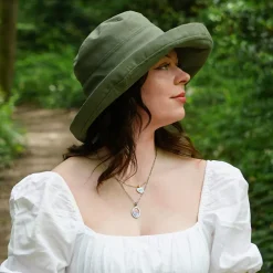 Best Chapeau Été en Lin Pliable Lily olive SUR LA TÊTE Femme Petite Tailles|Chapeaux Été