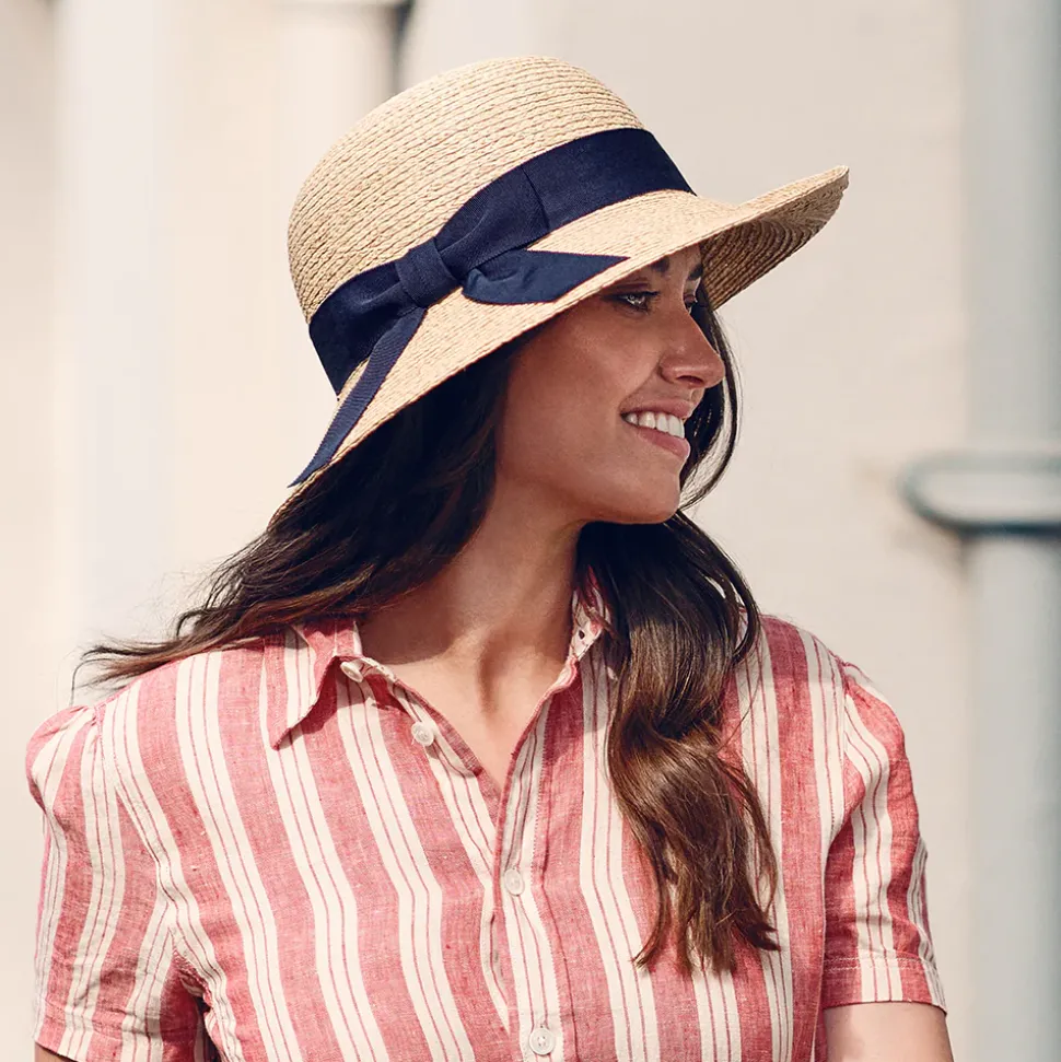 Shop Chapeau Été en Paille Bronte naturel-bleu marine Femme Chapeaux Été|Chapeaux De Paille