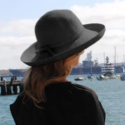 New Chapeau Été Pliable Traveller noir SUR LA TÊTE Femme Chapeaux Été|Chapeaux De Paille