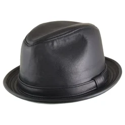 Flash Sale Chapeau Trilby en Cuir noir NEW YORK HAT CO. Femme/Homme Chapeaux Trilby|Chapeaux Fedora