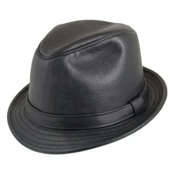 Flash Sale Chapeau Trilby en Cuir noir NEW YORK HAT CO. Femme/Homme Chapeaux Trilby|Chapeaux Fedora