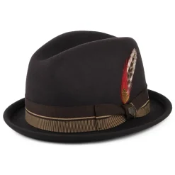 Outlet Chapeau Trilby en Laine Feutrée Gain 20ème Anniversaire chocolat Femme/Homme Chapeaux Trilby|Chapeaux Fedora