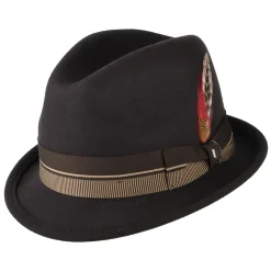 Outlet Chapeau Trilby en Laine Feutrée Gain 20ème Anniversaire chocolat Femme/Homme Chapeaux Trilby|Chapeaux Fedora