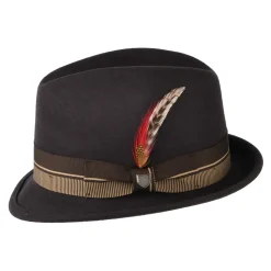 Outlet Chapeau Trilby en Laine Feutrée Gain 20ème Anniversaire chocolat Femme/Homme Chapeaux Trilby|Chapeaux Fedora