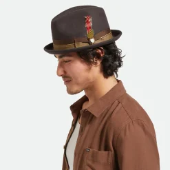 Outlet Chapeau Trilby en Laine Feutrée Gain 20ème Anniversaire chocolat Femme/Homme Chapeaux Trilby|Chapeaux Fedora