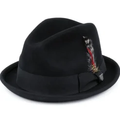 Discount Chapeau Trilby en Laine Feutrée Gain noir Femme/Homme Chapeaux Trilby|Chapeaux Fedora