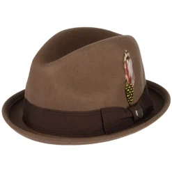 Cheap Chapeau Trilby en Laine Feutrée Gain marron Femme/Homme Chapeaux Trilby|Chapeaux Fedora