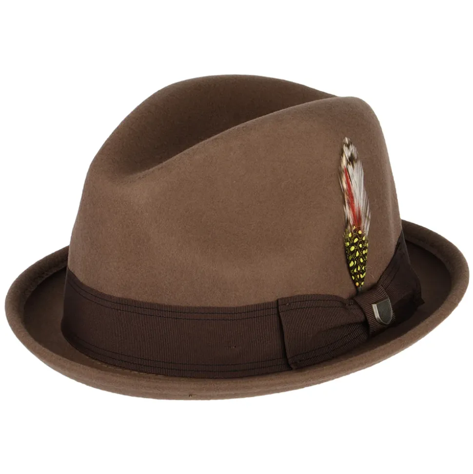 Cheap Chapeau Trilby en Laine Feutrée Gain marron Femme/Homme Chapeaux Trilby|Chapeaux Fedora