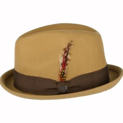 Best Chapeau Trilby en Laine Feutrée Gain sable du désert Femme/Homme Chapeaux Trilby|Chapeaux Fedora