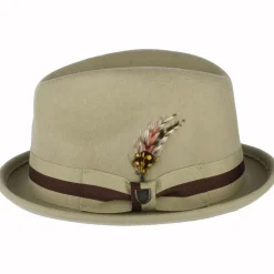 Sale Chapeau Trilby en Laine Feutrée Bandeau à Rayures Gain sable-marron Femme/Homme Chapeaux Trilby|Chapeaux Fedora
