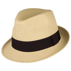 Cheap Chapeau Trilby en Paille Toyo beige sable Femme/Homme Chapeaux Trilby|Chapeaux Fedora