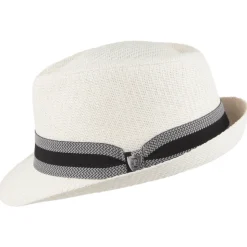 Flash Sale Chapeau Trilby en Paille Toyo Mate avec Bandeau à Rayures ivoire Femme Chapeaux Trilby|Chapeaux Fedora