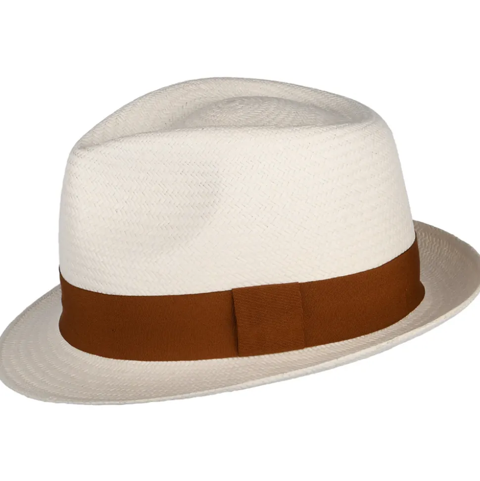Fashion Chapeau Trilby Panama décoloré-toffee Femme/Homme Chapeaux Trilby|Chapeaux Fedora