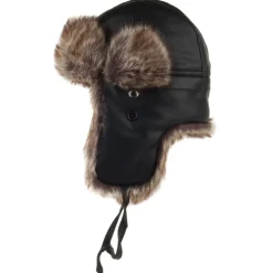 Fashion Chapka en Simili-Cuir Lavé noir JAXON & JAMES Femme Fausse Fourrure|Chapeaux Hiver