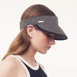 Clearance Visière Été Pliable en Paille Toyo naturel-noir Femme Chapeaux Été|Chapeaux De Paille
